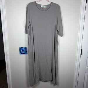 MeoMua Dress Gray 100% Linen Cotton Lagenlook Boho Peasant Large Midi Minimalist
